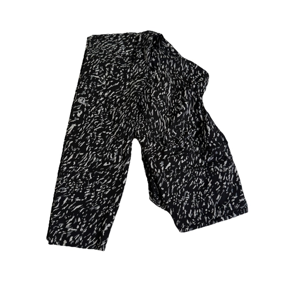 Lululemon Fast and Free Leggings Women 4‎ Black White 25" Inseam Pockets